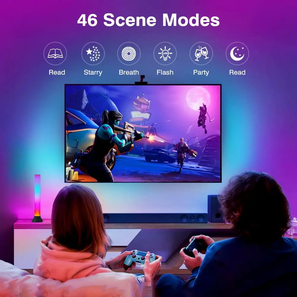 Smart LED Rgb Bar Table Lamp for TV Sound Ambience Ambient Light Gaming Room Decor White Shade for Residential Villa Use