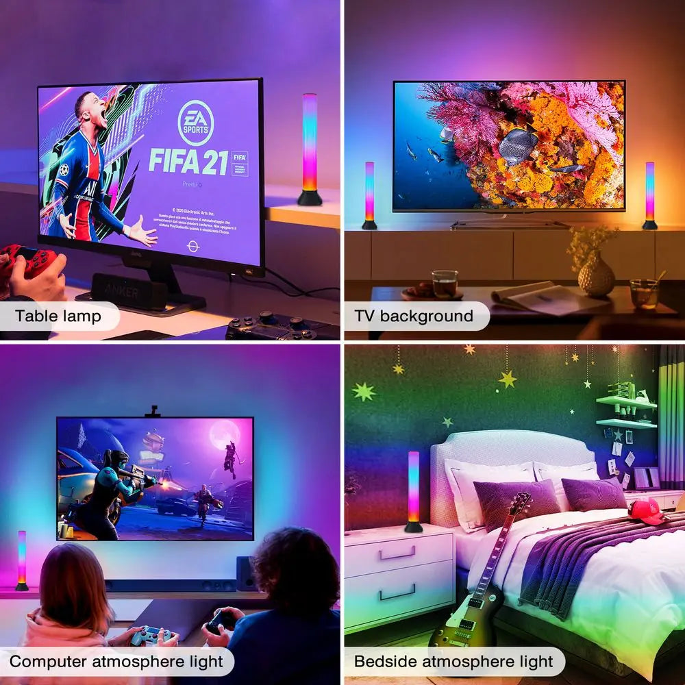 Smart LED Rgb Bar Table Lamp for TV Sound Ambience Ambient Light Gaming Room Decor White Shade for Residential Villa Use