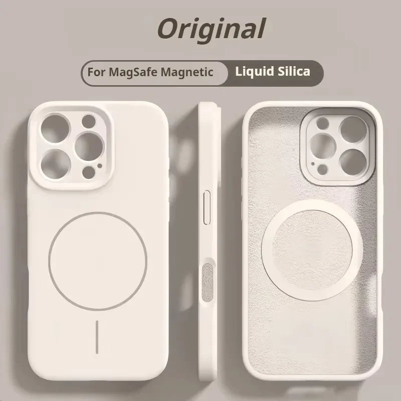 Official Liquid Silicone Case For iPhone 17 16 13 11 14 15 12 Pro Max Air Magnetic Wireless Charger Protector Lens Soft Cover
