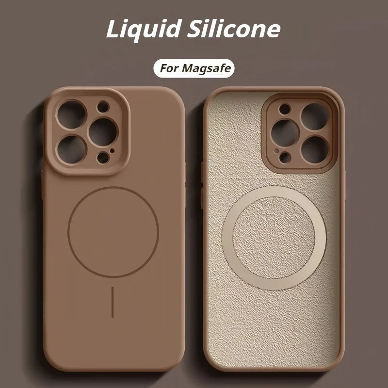 Official Liquid Silicone Case For iPhone 17 16 13 11 14 15 12 Pro Max Air Magnetic Wireless Charger Protector Lens Soft Cover