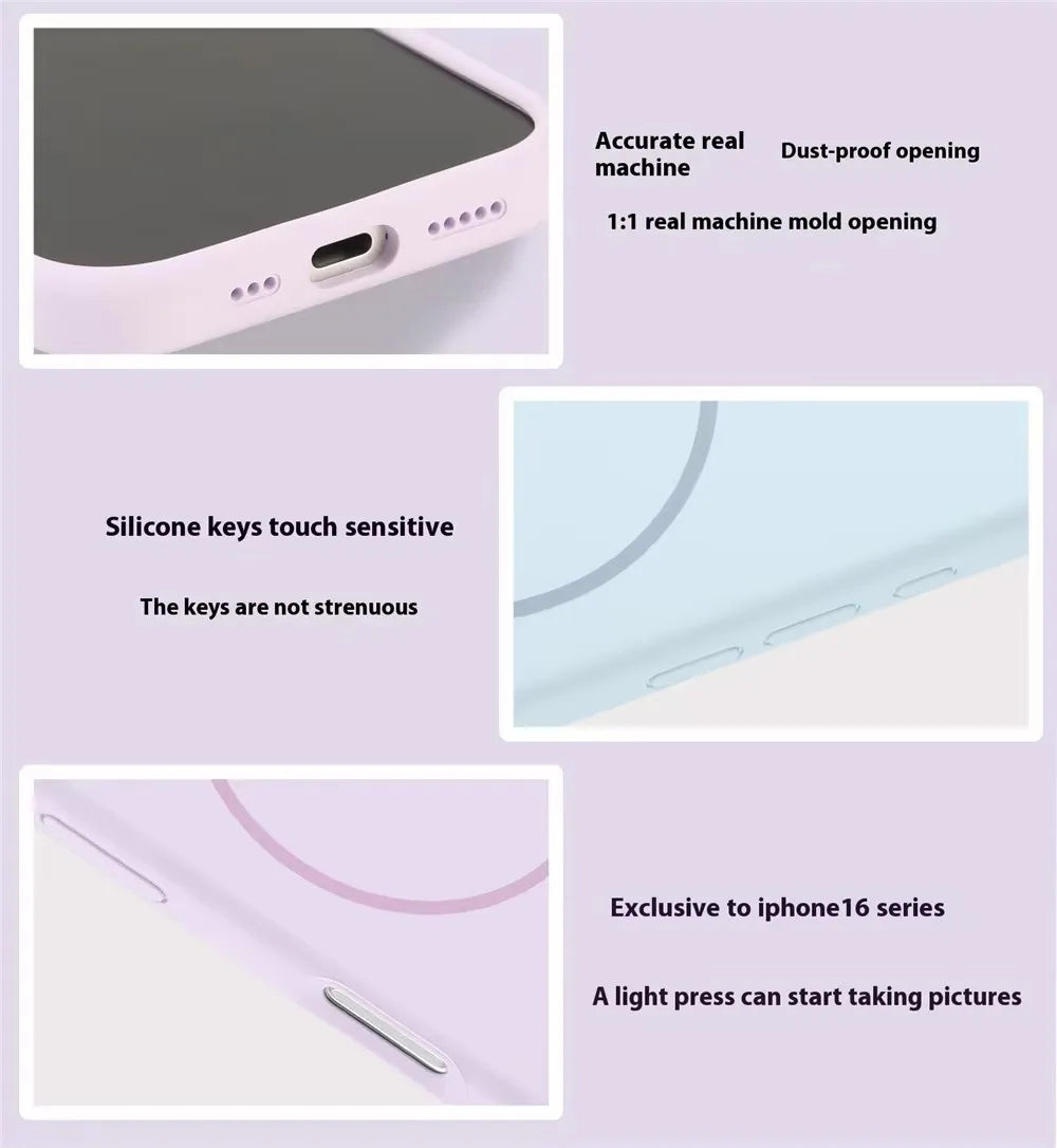 Official Liquid Silicone Case For iPhone 17 16 13 11 14 15 12 Pro Max Air Magnetic Wireless Charger Protector Lens Soft Cover