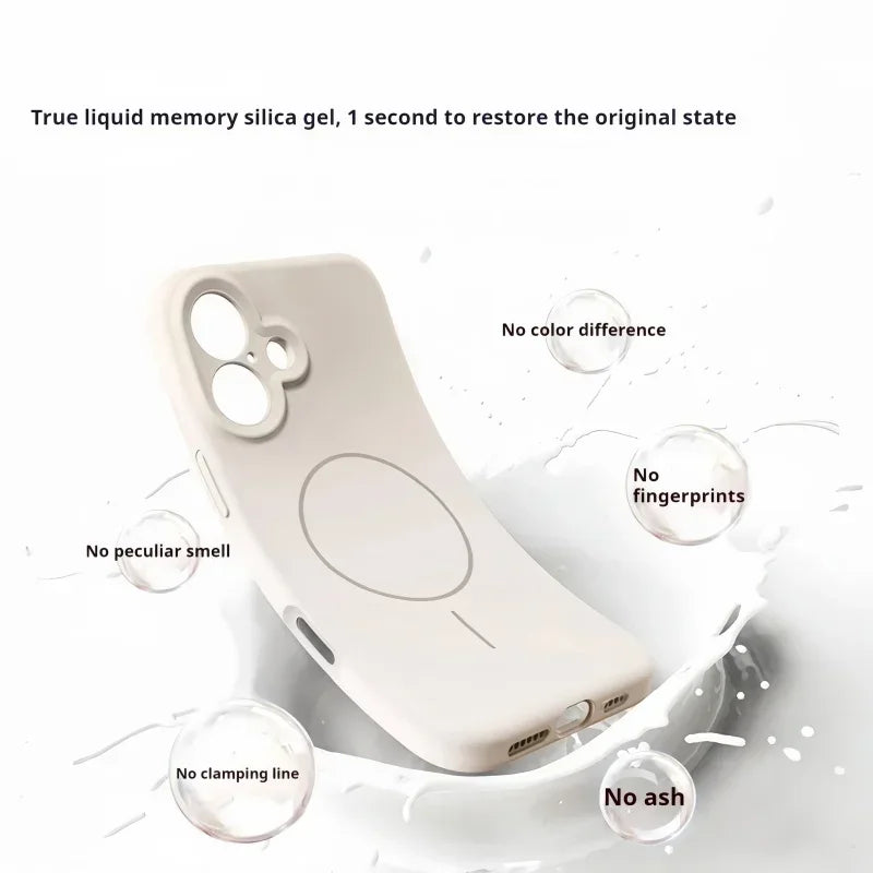 Official Liquid Silicone Case For iPhone 17 16 13 11 14 15 12 Pro Max Air Magnetic Wireless Charger Protector Lens Soft Cover